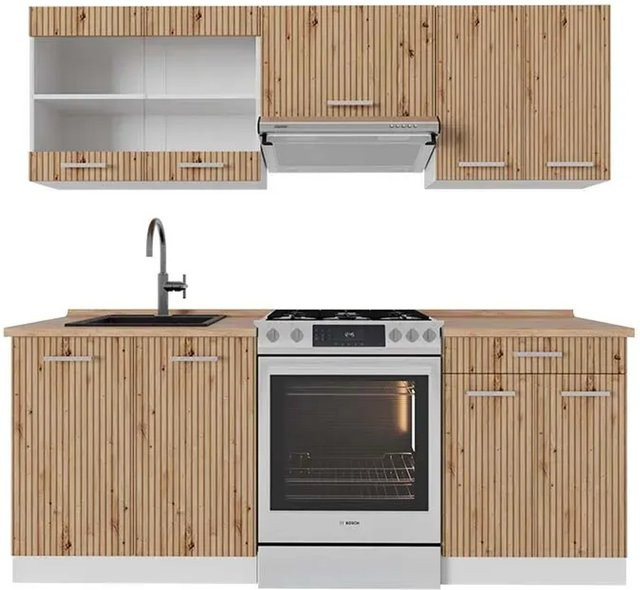 Vicco R-Line Küchenzeile Artisan Eiche und Weiß, Breite: 200 cm - Bild 1