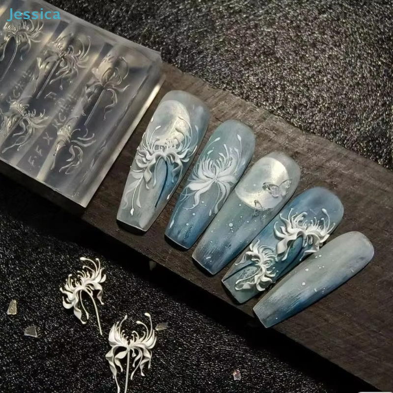 Jessica Nagelkunst Silikonform, 3D Rote Spinnenlilie, Geprägtes Blumendesign - Bild 3