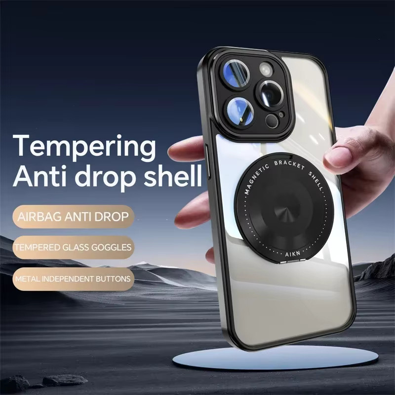 Magnetische drehbare Handyhülle mit Objektivschutz für Apple iPhone 17 16 15 14 13 12 Pro Max in Grau - Bild 3