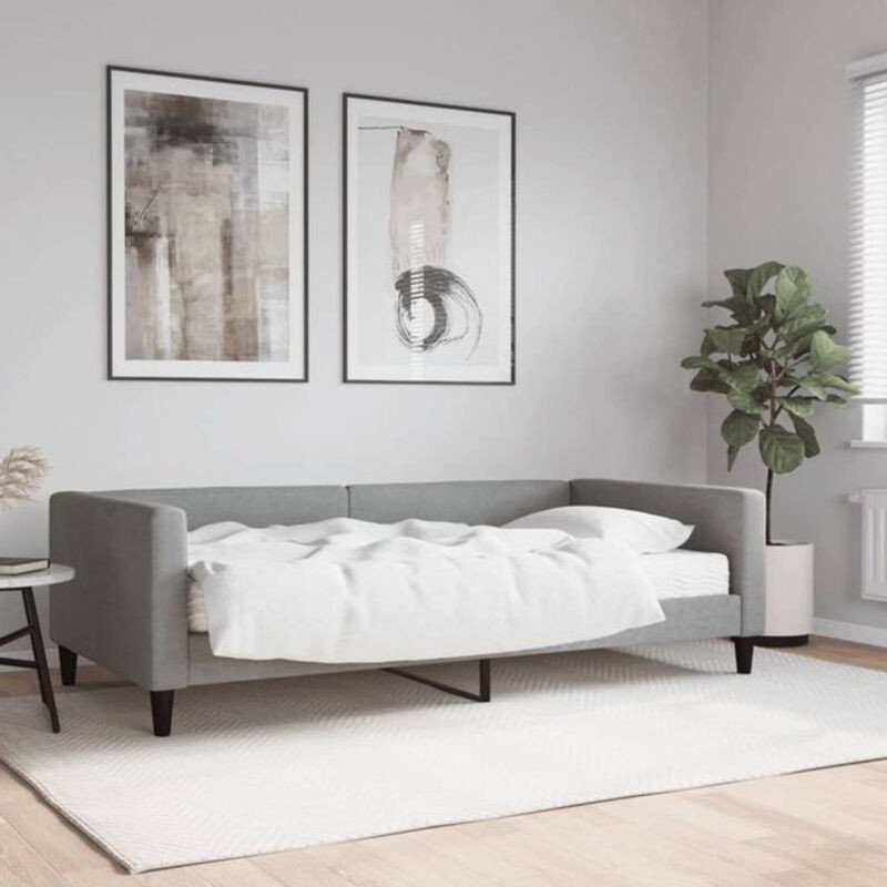 vidaxl Polsterbett Tagesbett mit Matratze aus Stoff und Metall in Grau B/T/H: 200 x 100 x 68 cm - Bild 1