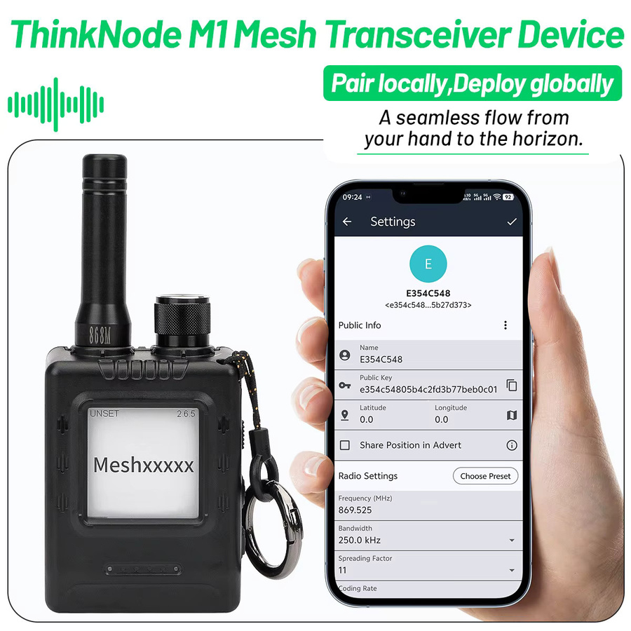 ELECROW Transceiver nRF52840 ThinkNode M1 SX1262 mit GPS für LoRa Meshtastic, Schwarz - Bild 2