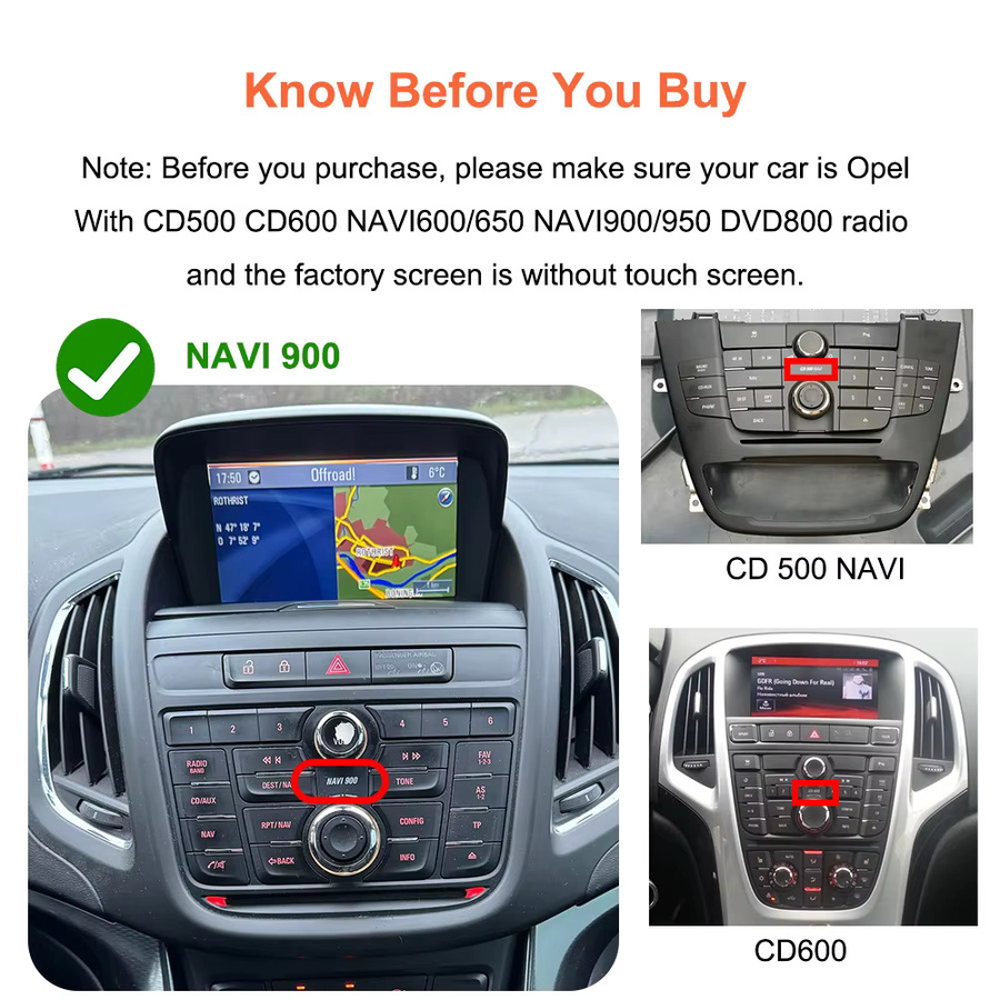 Bonroad Kabelloser CarPlay und Android Auto Adapter für Opel CD500 CD600 NAVI600 NAVI650 NAVI0110 NAVI950 DVD800, Schwarz - Bild 2