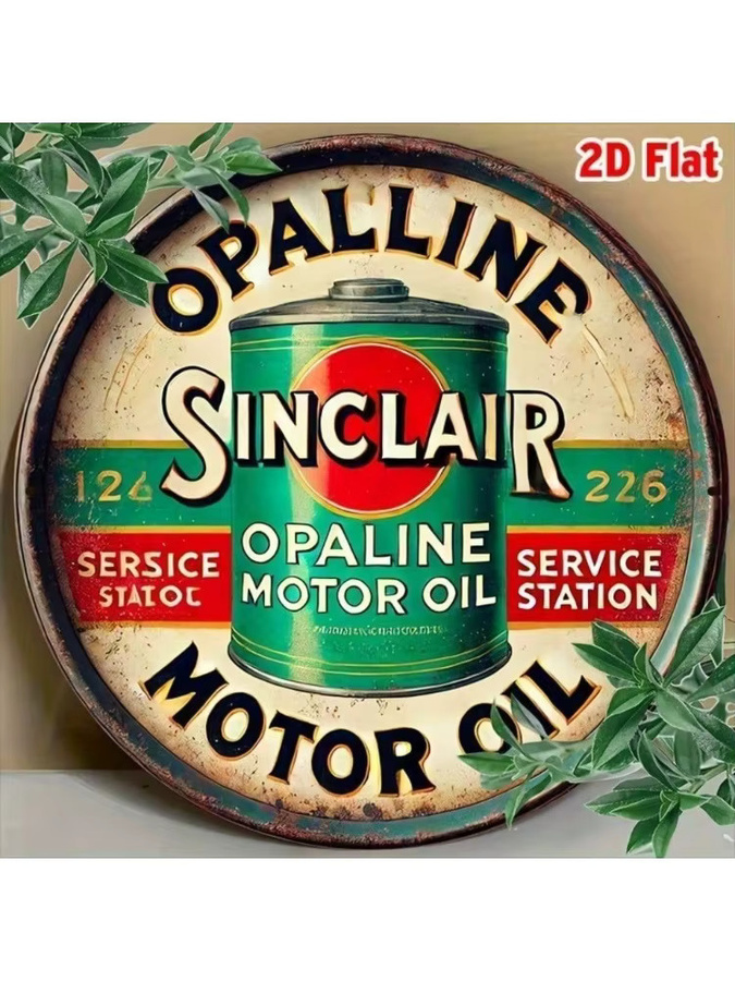 Sinclair Vintage Metall-Blechschild Motoröl Wanddekoration rund, Mehrfarbig - Bild 2