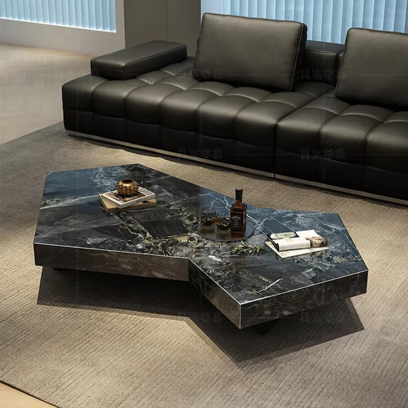 Moderner Designer Couchtisch DUTRIEUX mit Marmorplatte in Schwarz und Lift-Mechanismus - Bild 2