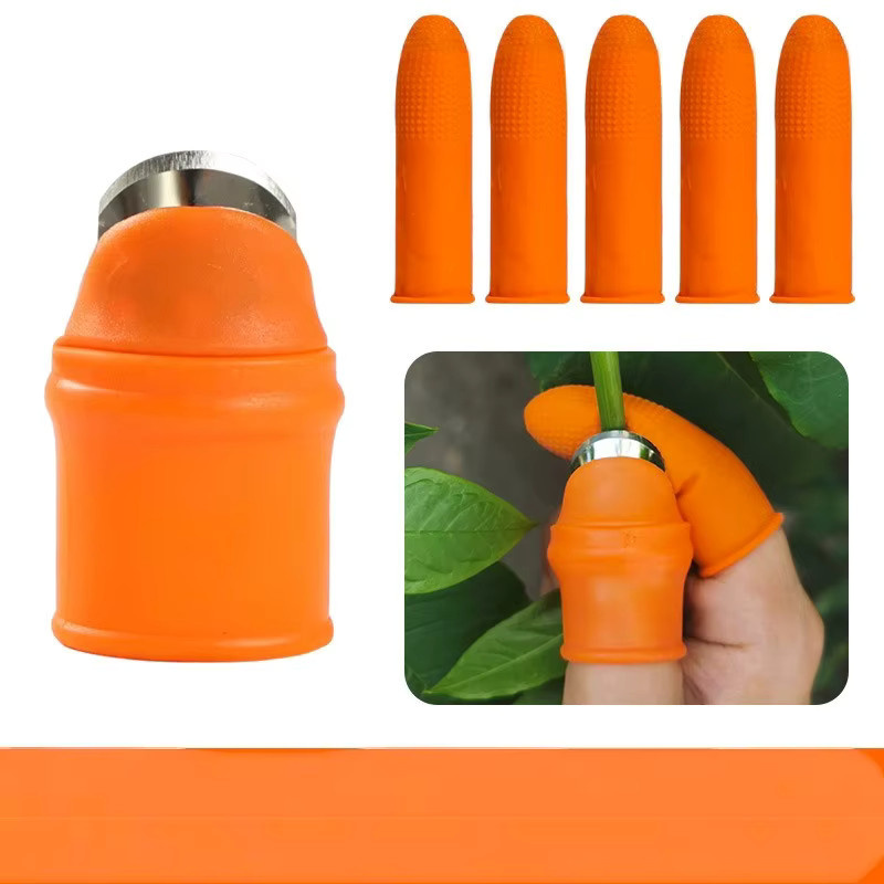 Silikon Fingerschutz in Orange für die Gemüseernte und zum Schutz beim Schneiden - Bild 2
