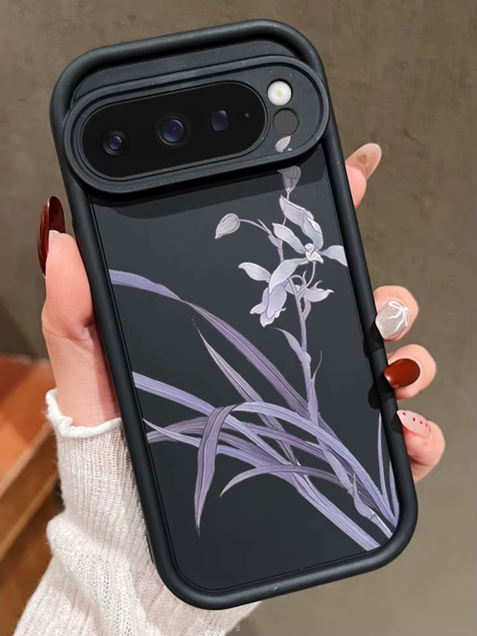Stoßfeste Silikon-Handyhülle mit lila Orchideen-Muster für Google Pixel 10, 9 Pro XL, 9, 8 Pro, 9A, 8A, 7A - Bild 3