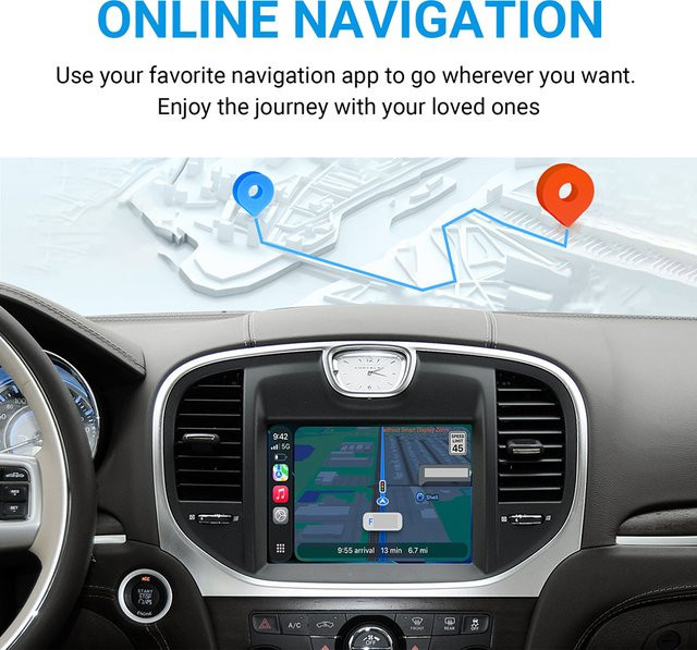 ANYFAR CarPlay Android Auto Wireless Nachrüst-Decoder-Box für Chrysler 300 300C Serie 2012-2014 in Schwarz mit Wi-Fi und Bluetooth - Bild 1