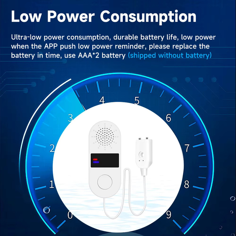 Tuya WLAN Wasserleck-Sensor mit Alarmfunktion zur Smart Home Automatisierung, Wasserüberlauf-Niveaudetektor in Weiß - Bild 3