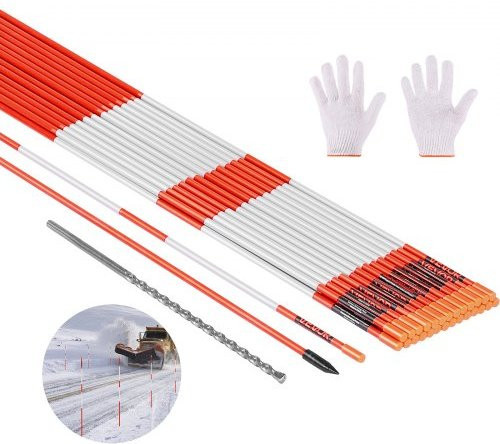 VEVOR Schneestangen 200 Stück, Orange, reflektierende Einfahrtsmarkierungen aus Fiberglas mit Stahlbohrern, Länge: 122 cm, Durchmesser: 6,35 mm - Bild 1