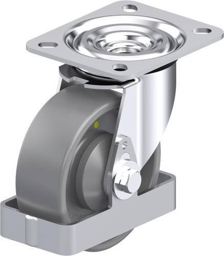 Blickle L-PO 100KA-ELS-FS Stahlblech-Lenkrolle in Silber mit 100 mm Rad-Durchmesser und 250 kg Tragfähigkeit - Bild 1