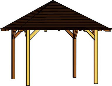 Skan Holz Pavillon Cannes 4 aus Fichtenholz in Natur und Beige, B/T: 489 x 489 cm - Bild 3