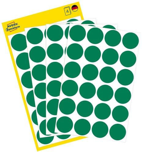 Avery Zweckform Markierungspunkte 3006, Grün, Ø 18 mm, 96 Stück, Permanent haftend aus Papier - Bild 1