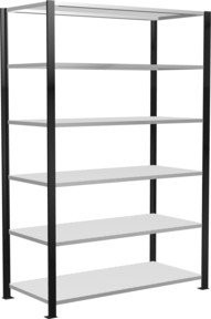 Schulte Grundregal Büro-Steckregal MULTIplus150 mit 6 Fachböden, schwarz/lichtgrau, B/T/H: 200 x 130 x 60 cm - Bild 1