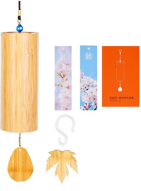 YUYU Bambus-Windspiel mit 8 Stäben in Braun für Garten und Terrasse mit C F D G Akkord zur Zen-Meditation - Bild 1