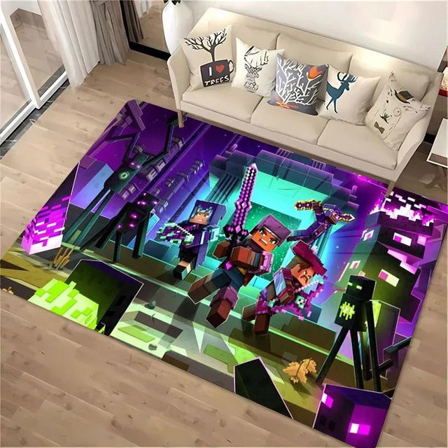 AISILK MOON Minecraft 3D-Druck Teppich, rutschfest und weich, mehrfarbig, B/T: 80 x 160 cm - Bild 1