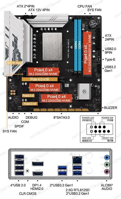 Topton MATX NAS Motherboard mit i9-14900HX, 4x NVMe, 8x SATA und USB4 in Schwarz - Bild 1