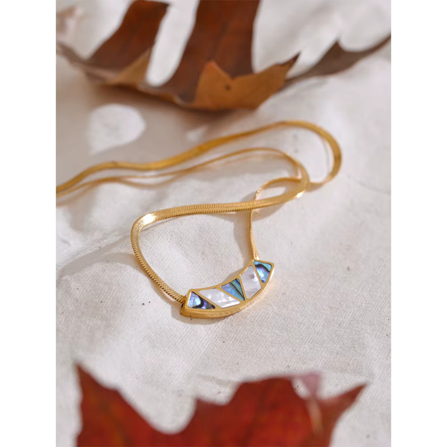 Yhpup Muschel-Anhänger-Halskette, Edelstahl, Gold, Unisex - Bild 2
