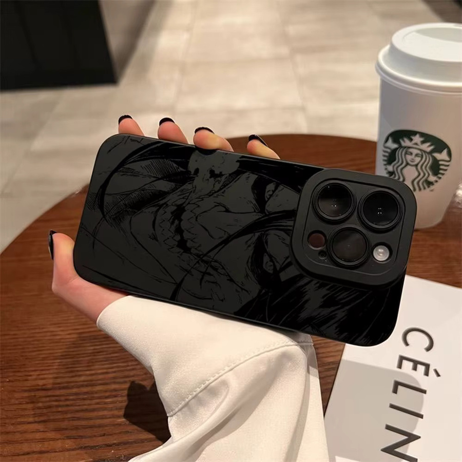 TOPTOY Attack On Titan Silikon Handyhülle für iPhone 16 15 14 13 12 11 Pro Max Mini X XR Xs SE 8 Plus in Schwarz - Bild 2