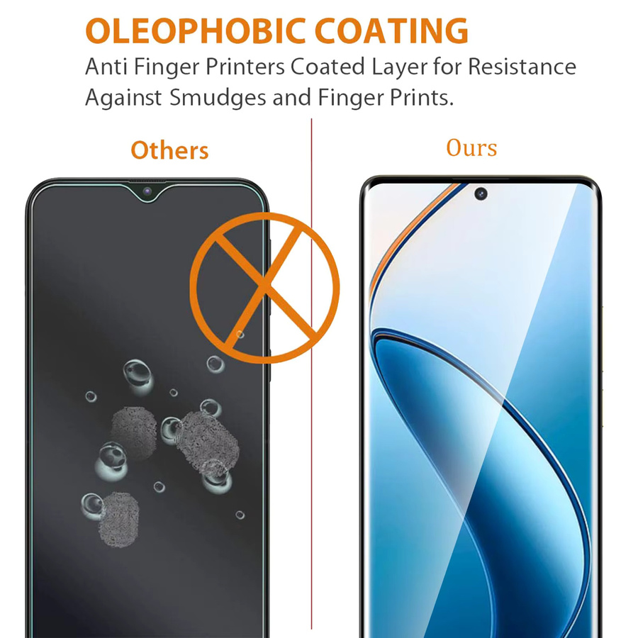 AdvenQi 3D-Kurven-Displayschutzfolie aus gehärtetem Glas für Realme 12 Pro Plus und OPPO, HD-Kristall, 9H Härtegrad, transparent - Bild 3