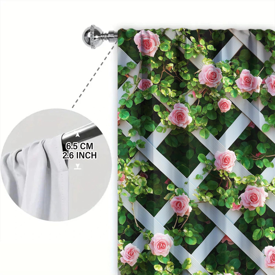 Tonnika Chen Vorhang mit Rosenmuster in Rosa, 2er-Set aus Polyester, B: 100 cm, H: 70 cm - Bild 2