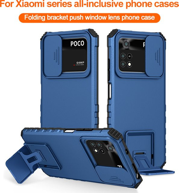 Stoßfeste Schutzhülle mit Kamera-Schutz und Ständer für Xiaomi 15 Pro 14 Pro 13 Pro in Schwarz oder Blau - Bild 1