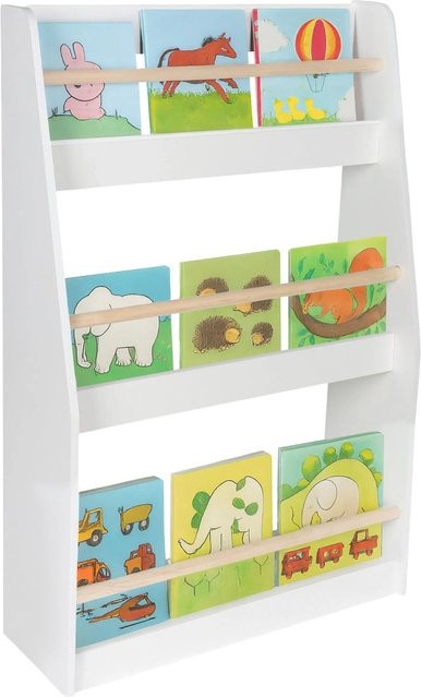 Relaxdays Kinderbücherregal aus MDF und Kiefernholz in Weiß, kippsicher und modern, B/T/H: 90 x 60 x 20 cm - Bild 1