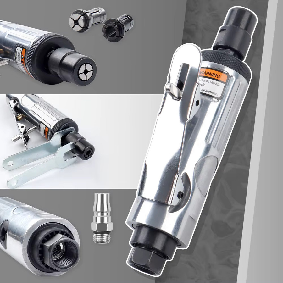 TEMPS DETIR Pneumatischer Formenschleifer in Silber als Schleif- und Polierwerkzeugsatz mit 1/4-Zoll-Schnittstelle und Kompatibilität für 3mm und 6mm Spannfuttern zum Schleifen, Polieren und Entrosten - Bild 5