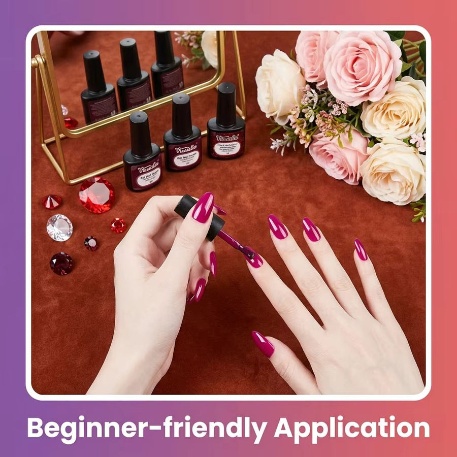 Visuatia Gel-Nagellack, Weinrot, Glänzend - Bild 3