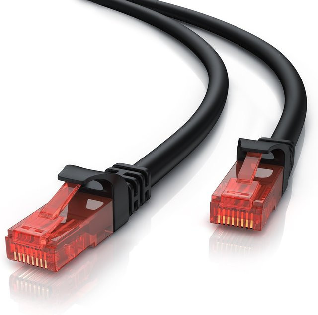 CSL Cat 6 Gigabit Ethernet LAN Kabel, mehrfach geschirmtes UTP Patchkabel, 1000 Mbit/s, Schwarz, Länge: 30 m - Bild 1