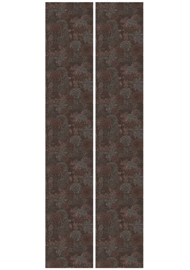 KEK Amsterdam Mural Wallpaper Rieder 4 - FR-016 mit floralem Art Nouveau Design in Braun, Grau und Pink - Bild 2