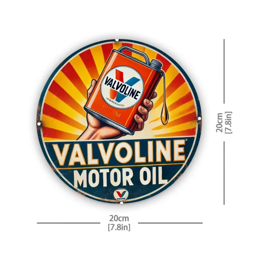 Potdemiel Valvoline Aluminiumschild Retro Design Rund Multicolour Durchmesser: 20 cm - Bild 2