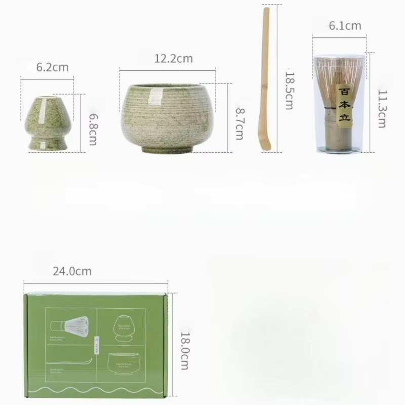 Japanisches Matcha Mixer Set aus Bambus in Braun mit Schneebesen und Teelöffel zum Zubereiten von Tee - Bild 5