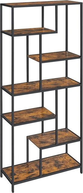 Vasagle Bücherregal mit 6 verstellbaren Ablagen in Schwarz-Braun, B/T/H: 80 x 30 x 180 cm - Bild 1