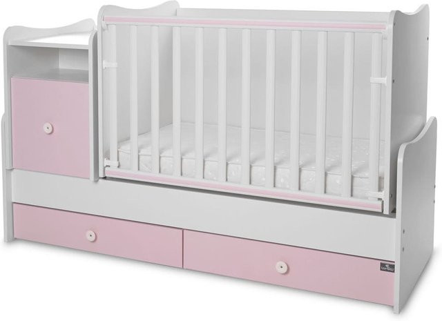 Lorelli Babybett 4 in 1 Trend Plus NEW mit Schaukelfunktion und Schreibtisch, Farbe: Pink - Bild 1