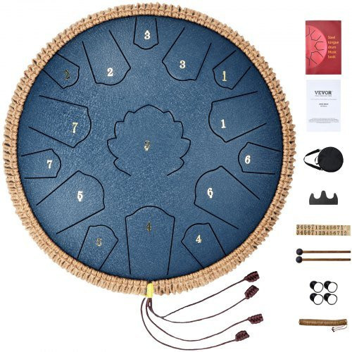 VEVOR Steel Tongue Drum Zungentrommel 15 Noten C-Dur Blau - Bild 1