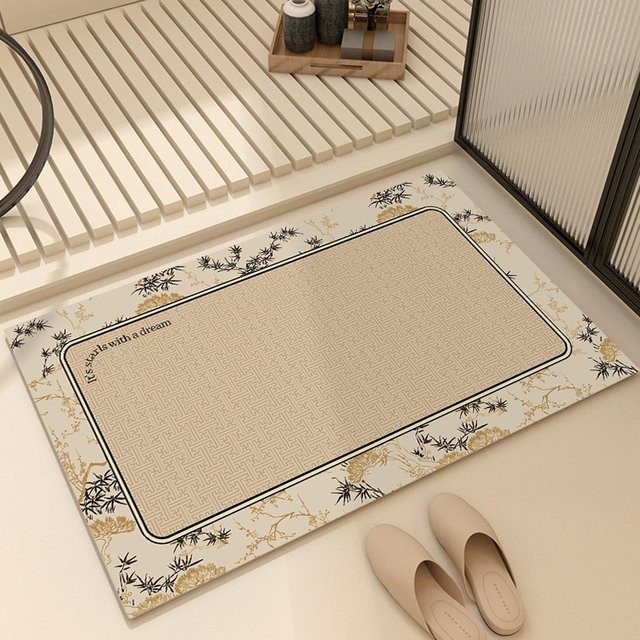 Saugfähige Kieselgur-Bodenmatte für Badezimmer und Eingangsbereich, beige, B/T: 60 x 40 cm - Bild 1