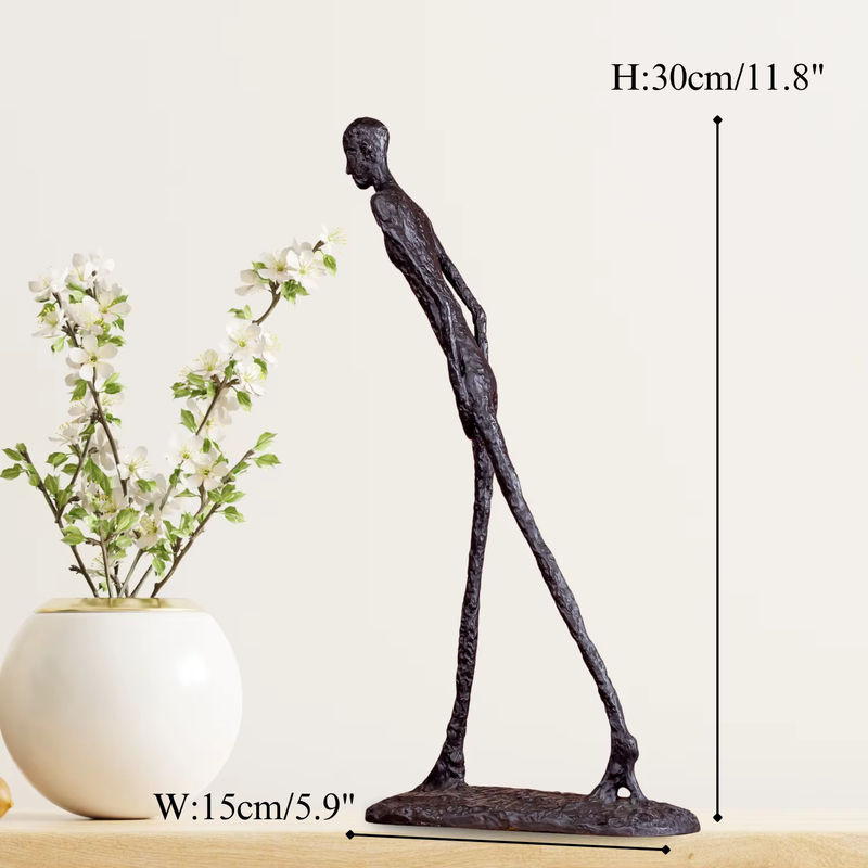 Abstrakte Bronzestatue eines gehenden Mannes von YOUFINE in Gold, moderne Skulptur als handgefertigte Kunstdekoration, Höhe: 30 cm - Bild 2