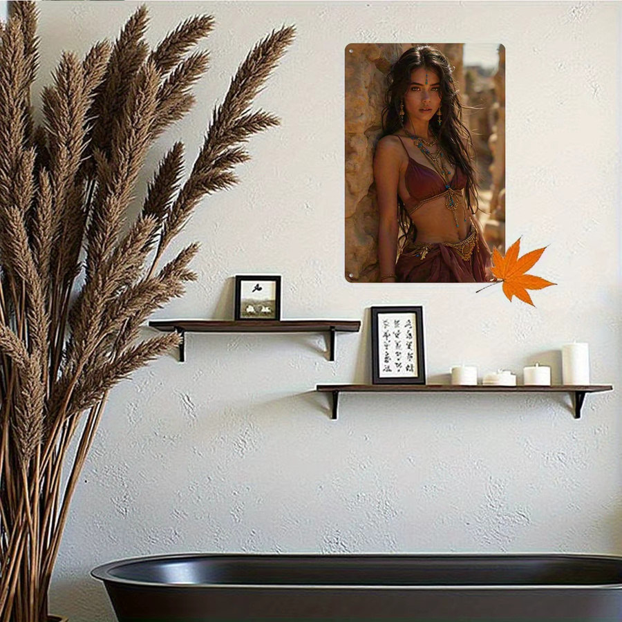 HELLOYOUNG Metallschild Königin Retro-Wandkunst mit Harem-Design in Gold und Burgunderrot - Bild 3