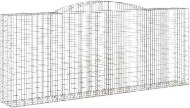 vidaXL Gabionen mit Hochbogen Set aus verzinktem Eisen in Silber, 2 Stück, B/T/H: 400 x 50 x 160/180 cm - Bild 1