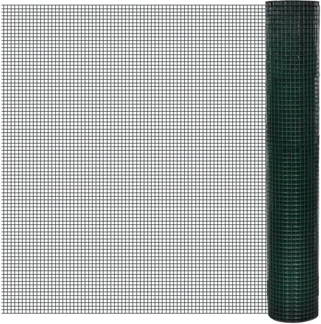 vidaXL Drahtzaun für Hühner aus verzinktem Stahl mit PVC-Beschichtung, Grün, B: 1 m, L: 25 m - Bild 1