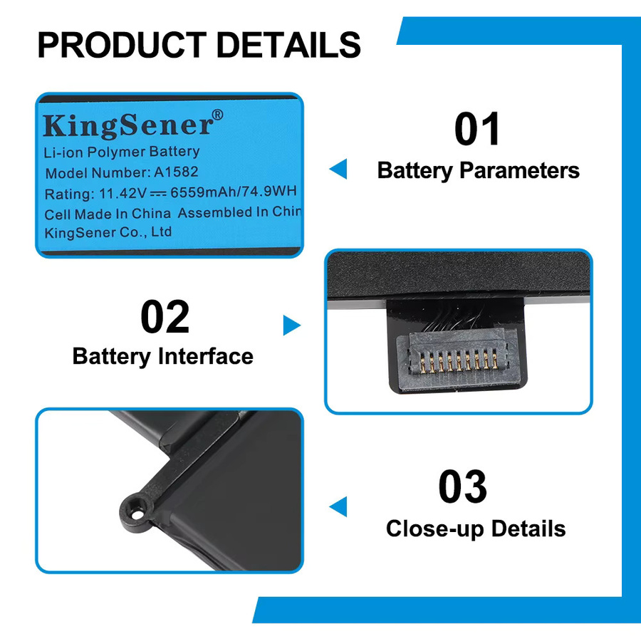 KingSener Laptop-Akku für Apple MacBook Pro 13 Zoll Retina A1502 (2013-2015), Farbe: Schwarz - Bild 4