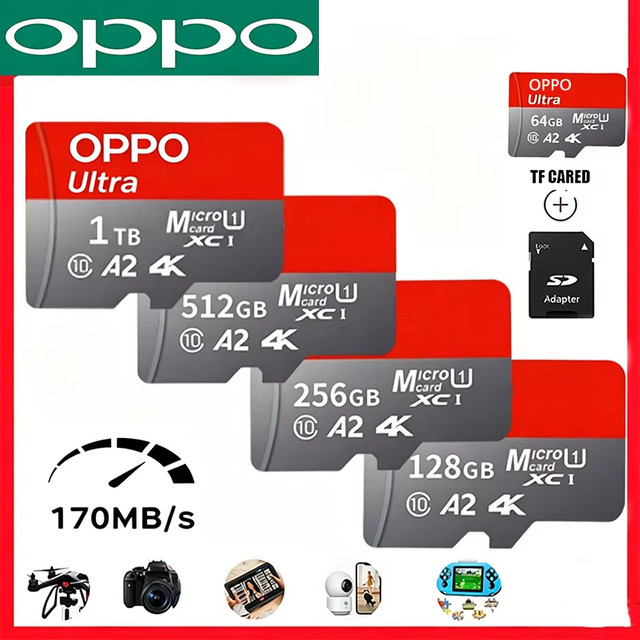OPPO Micro SD-Karte 1 TB High-Speed TF-Flash-Speicherkarte U3 V60 für 4K Full HD und Action-Kameras - Bild 1