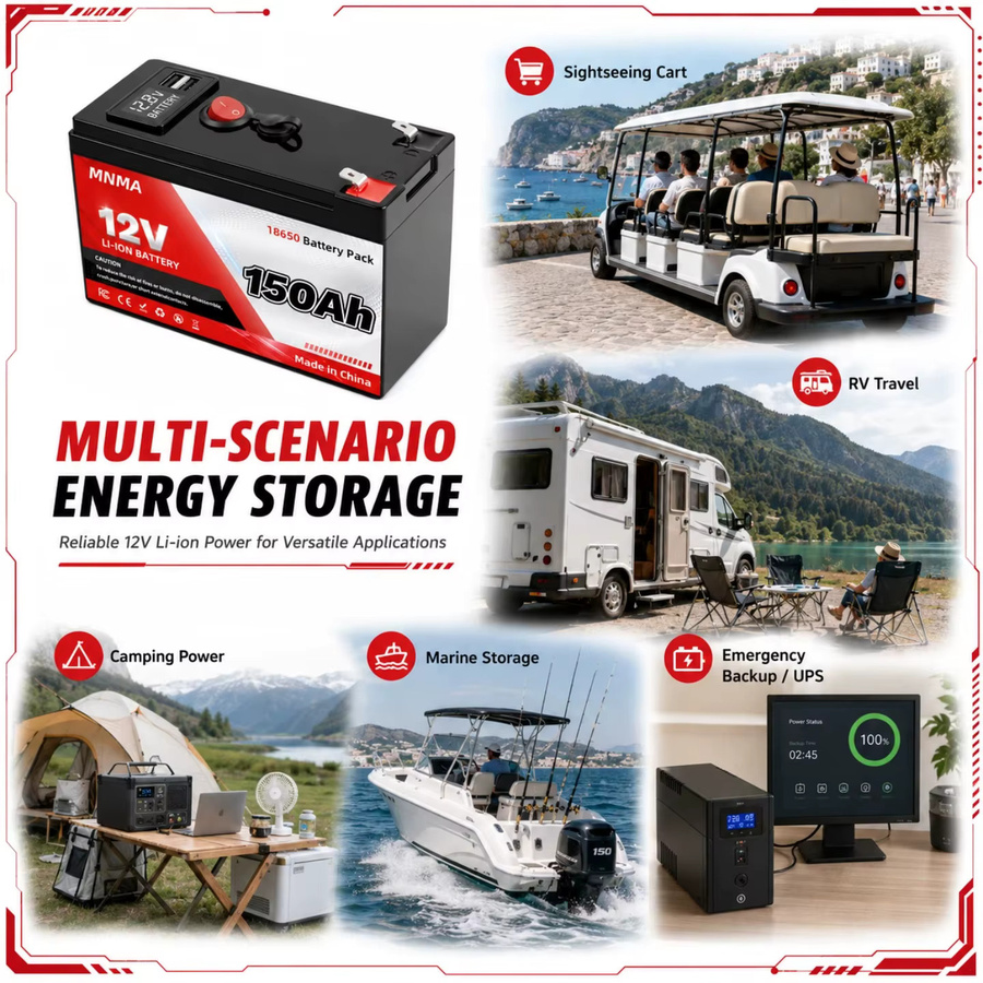 MNMA 12V LiFePO4 Lithium-Batterie 150Ah mit BMS in Schwarz - Bild 6