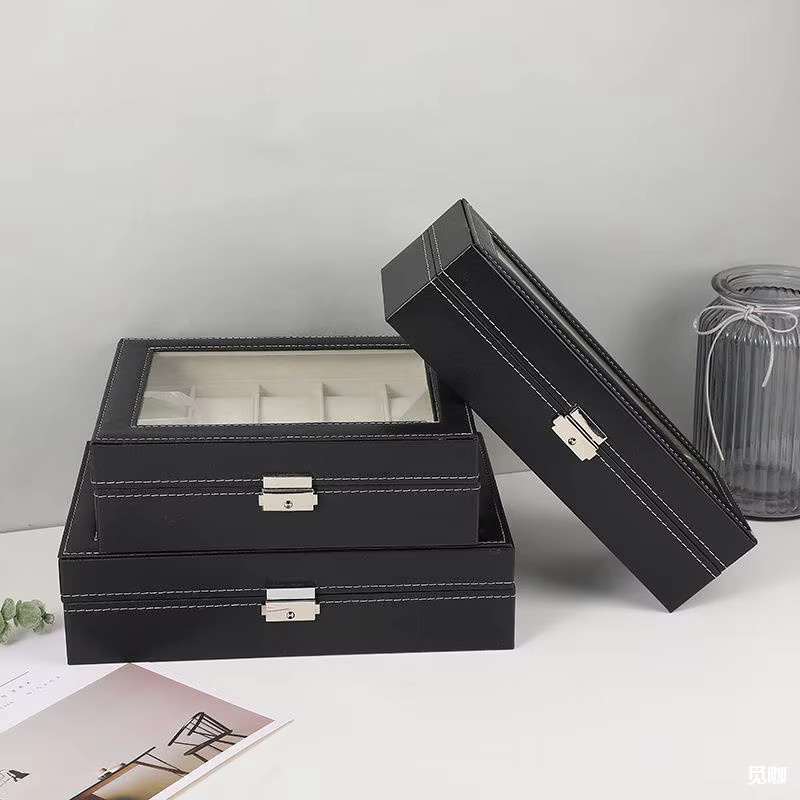 DELESYS Uhrengehäuse aus schwarzem PU-Leder im klassischen Design - Bild 2