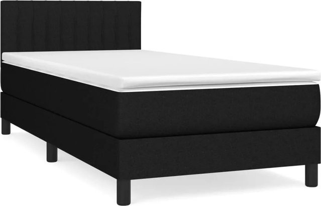 vidaXL Boxspringbett Hybrid mit Matratze und Taschenfedern, Schwarz, B/T/H: 80 x 200 cm - Bild 1