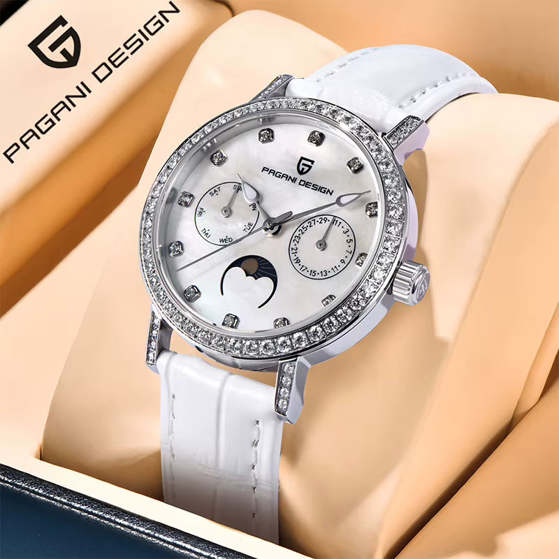 Pagani Design Armbanduhr, Quarz, Leder, Saphirglas, 33 mm, Damen - Bild 2