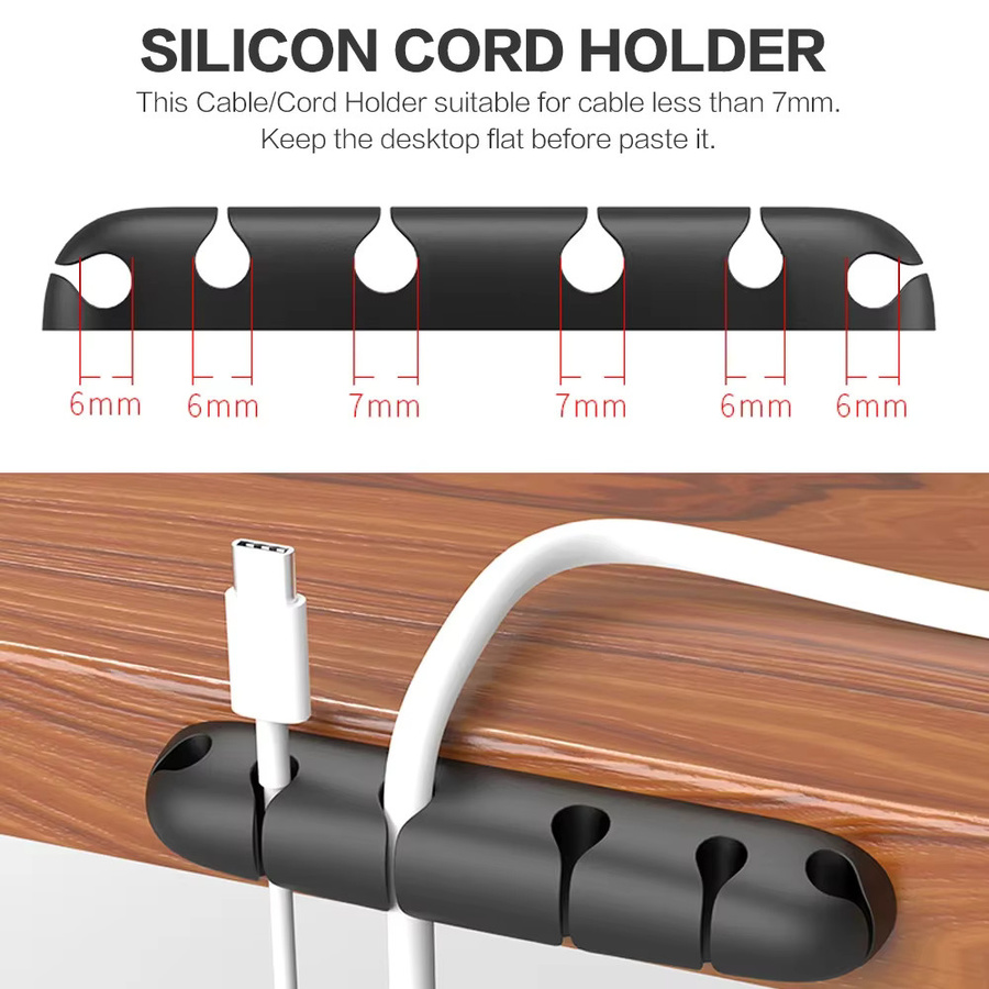 STONEGO USB Kabel Organizer aus Silikon in Schwarz zur Kabelverwaltung für Büro und Desktop - Bild 3