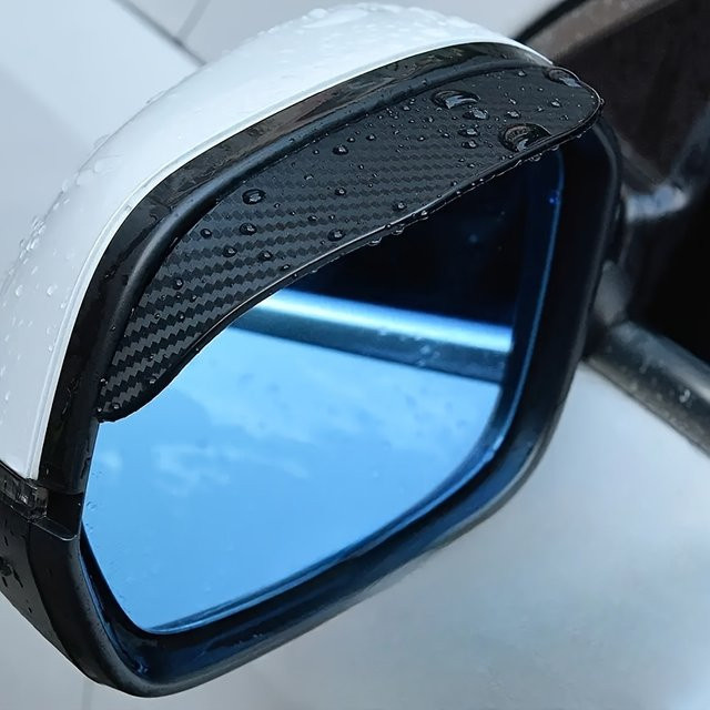 DUTRIEUX Auto Rückspiegel Regen Schild in Carbon Faser Textur, Schwarz, 1 Paar - Bild 1