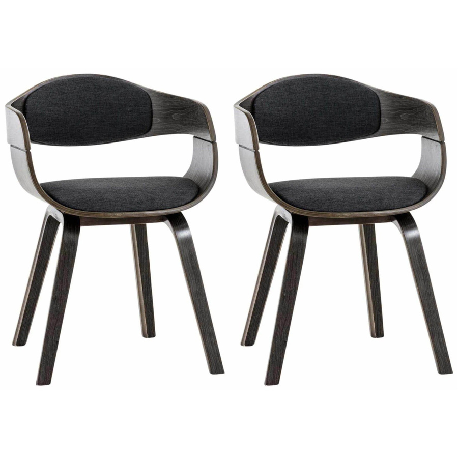2er Set DELUKE LONDON Konferenzstühle aus Stoff und Holz in Grau und Dunkelgrau, H x B x T: 73 x 49 x 46 cm - Bild 2