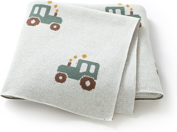 Mimixiong Babydecke aus Baumwollstrick mit Cartoon-Plaid-Muster für Neugeborene und Kleinkinder, B/B: 90 x 70 cm